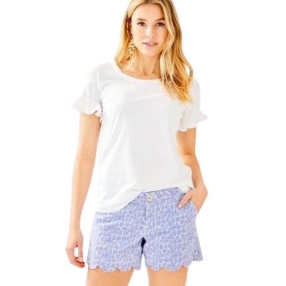 Lilly Pulitzer Pants - Lilly Pulitzer Buttercup Yarn Dye Stripe Eyelet Shorts in Crew Blue